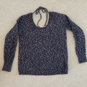 Knit sweater with tie back